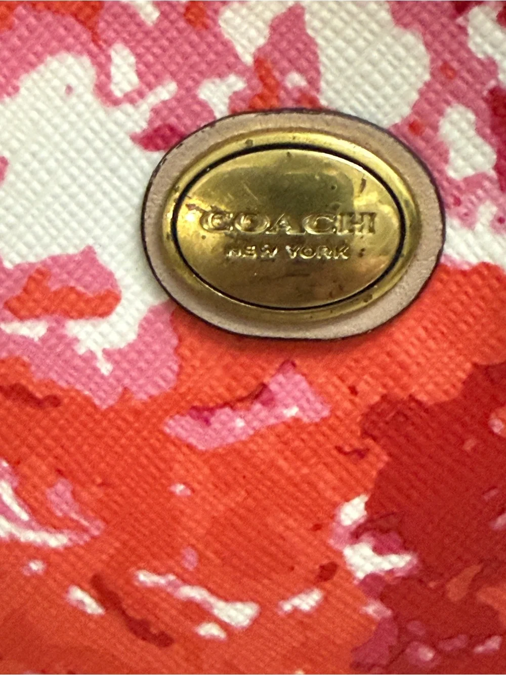 Coach Peyton Blossom Watercolor Satchel Pink Coral Multi Canvas Leather w/keytag